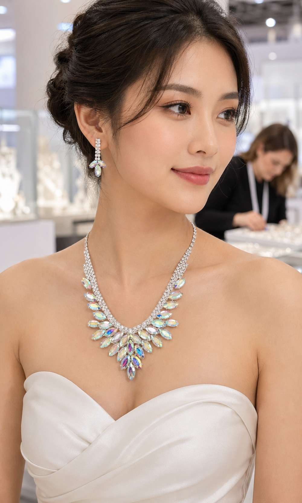Prom in AB crystal statement necklace