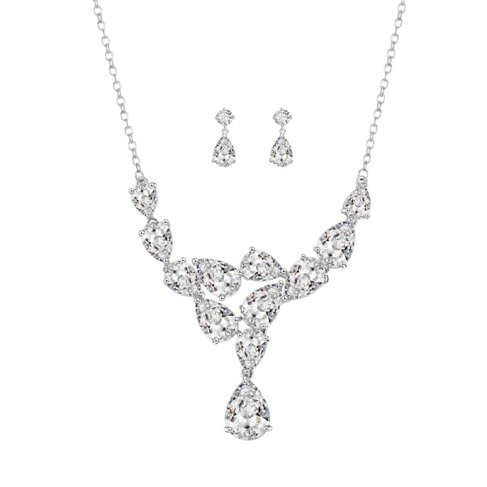 Bridesmaid Crystal Teardrop Drop Earrings Style 01
