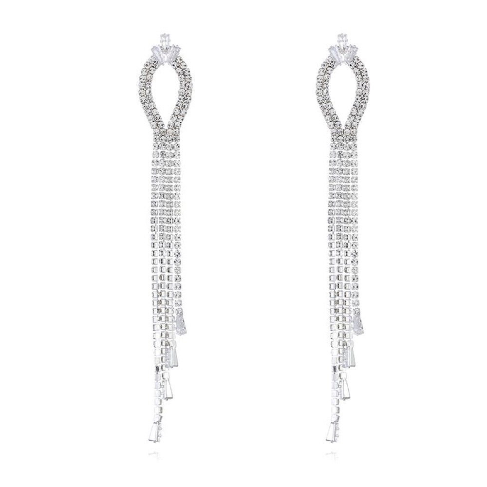 Formal Crystal Tassel Statement Tassel Earrings Style 01