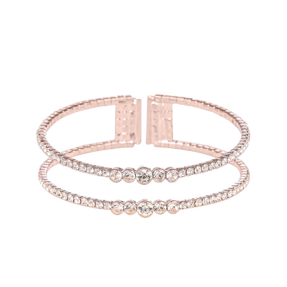 Rose Gold Double Row Crystal Bracelet