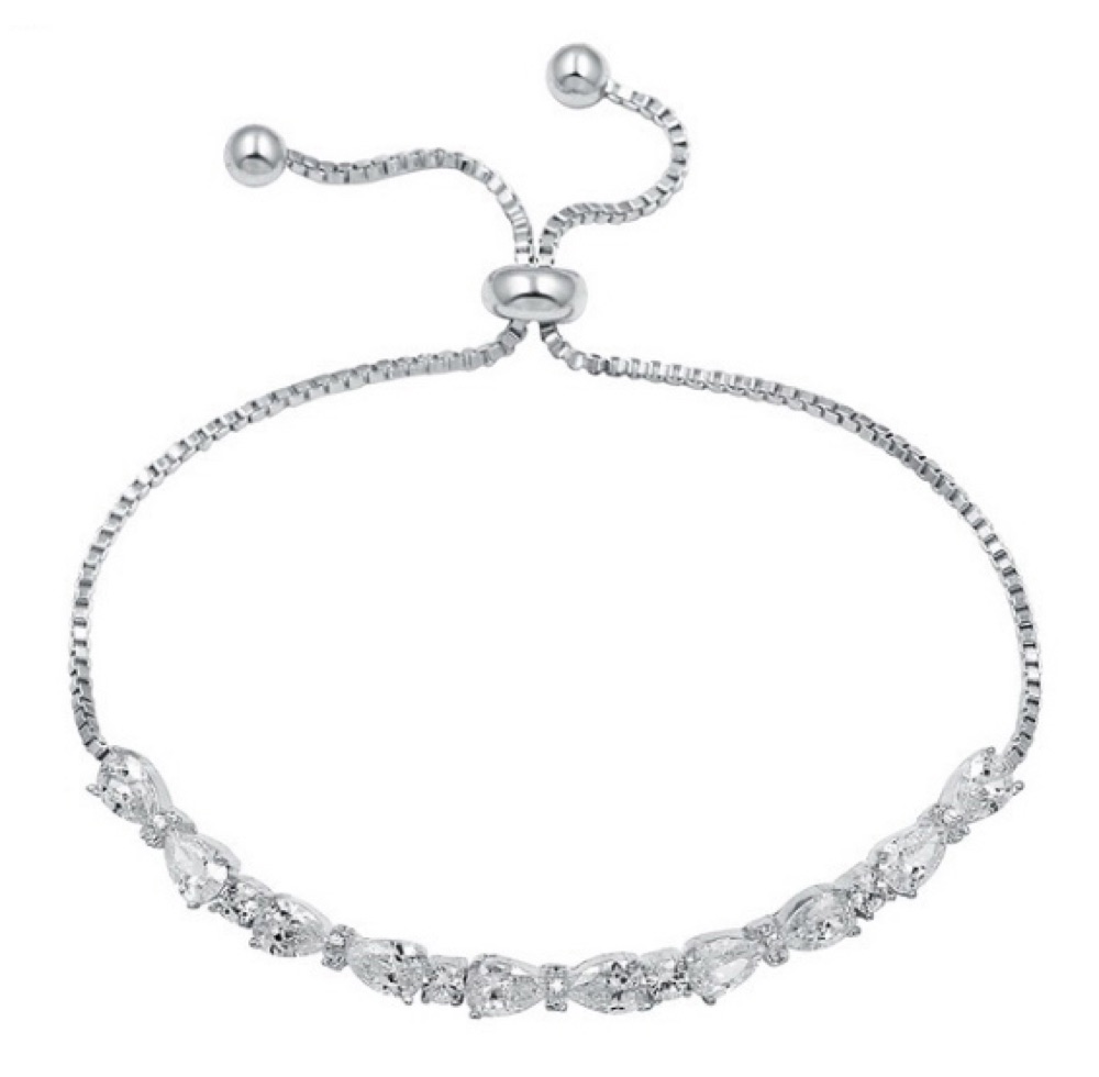 Silver Pear Crystal Bracelet